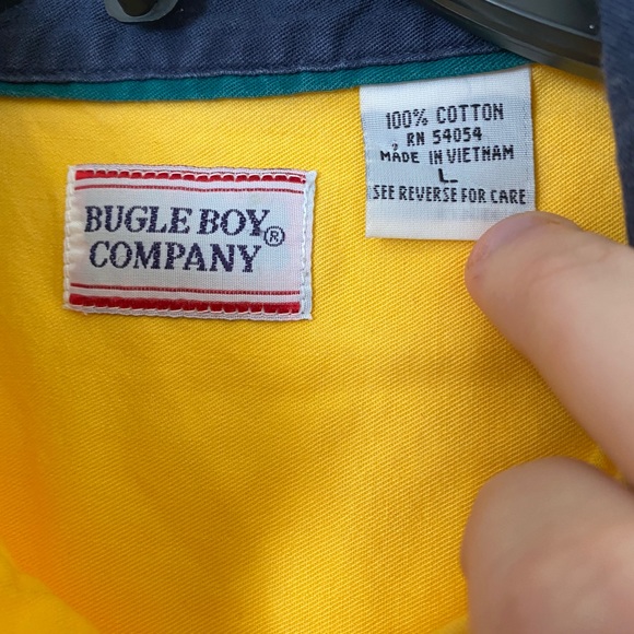 Bugle Boy Button Down Shirt men Size Large Yellow - Picture 2 of 3